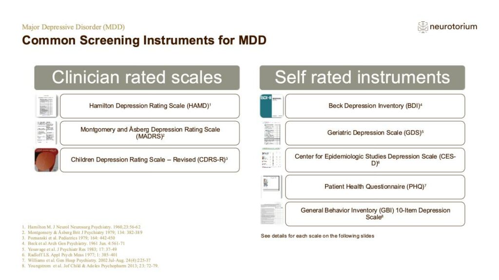 Common Screening Instruments for MDD